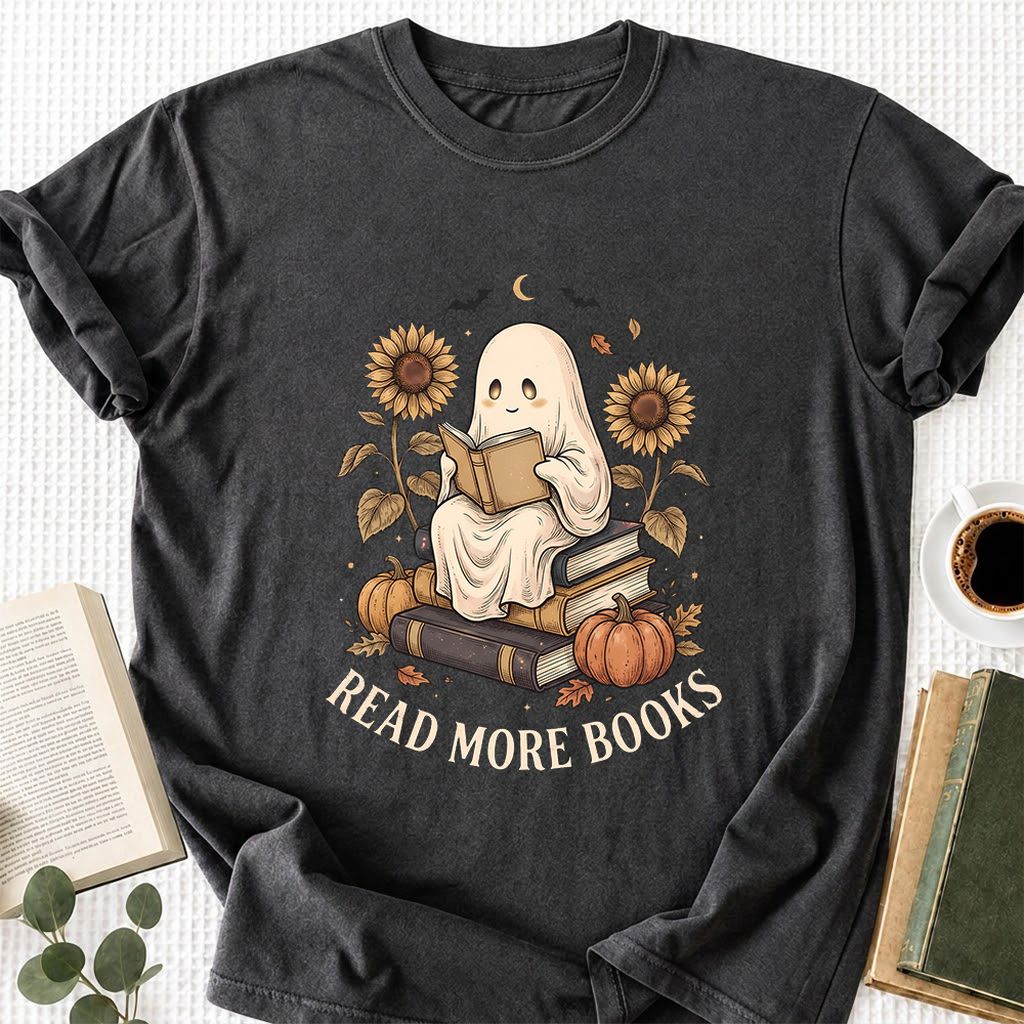 Read More Books Printed T-Shirt | Cozy Book Lover Gift Dark Heather
