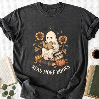 Read More Books Printed T-Shirt | Cozy Book Lover Gift Dark Heather