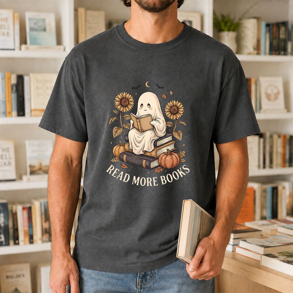 Read More Books Printed T-Shirt | Cozy Book Lover Gift Dark Heather
