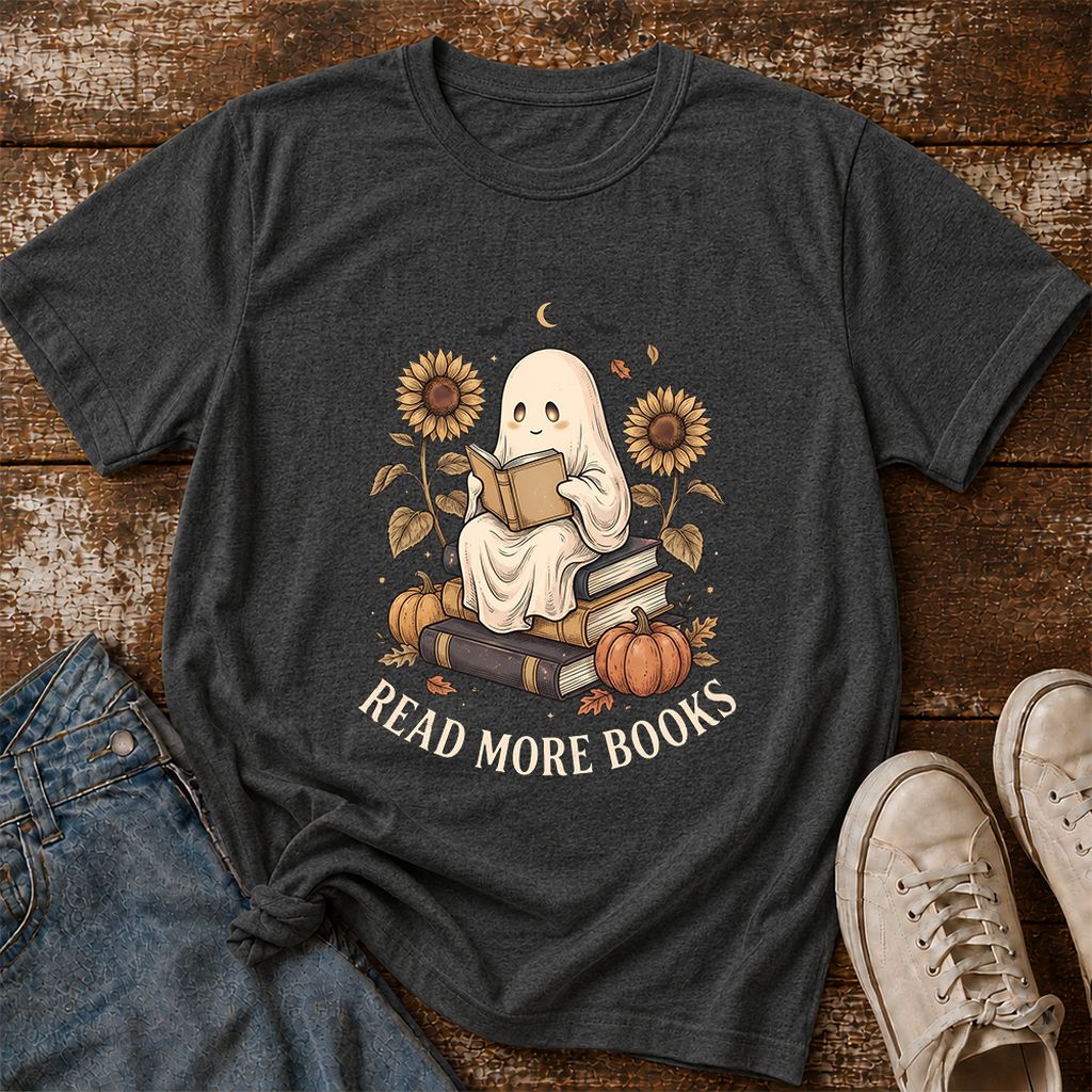 Read More Books Printed T-Shirt | Cozy Book Lover Gift Dark Heather