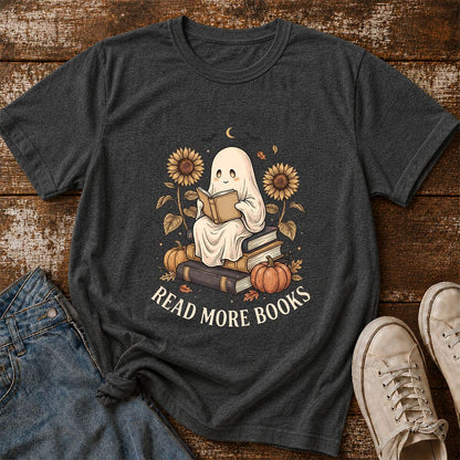 Read More Books Printed T-Shirt | Cozy Book Lover Gift Dark Heather