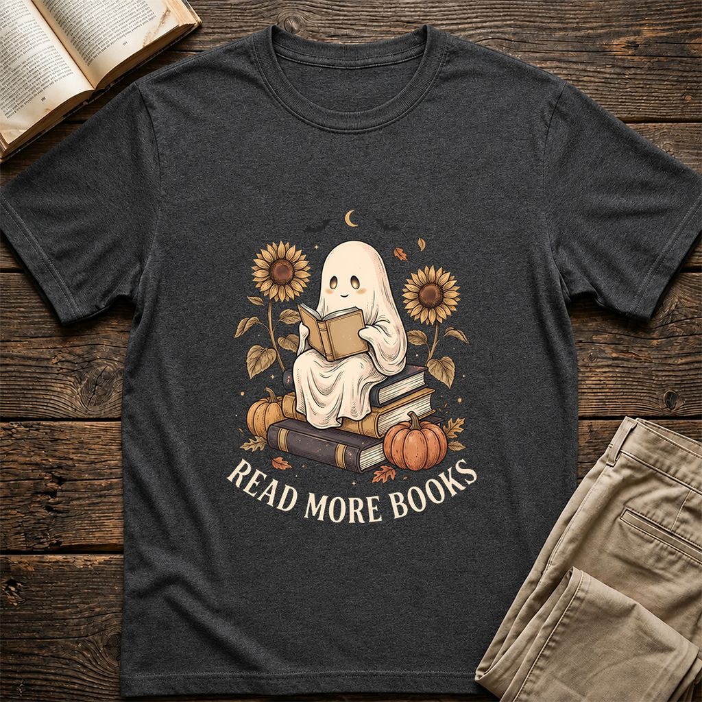 Read More Books Printed T-Shirt | Cozy Book Lover Gift Dark Heather