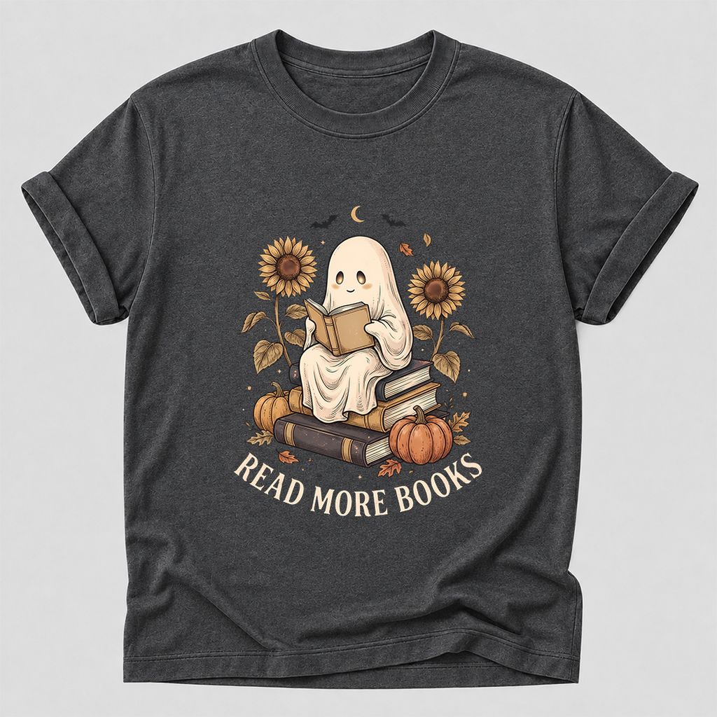 Read More Books Printed T-Shirt | Cozy Book Lover Gift Dark Heather