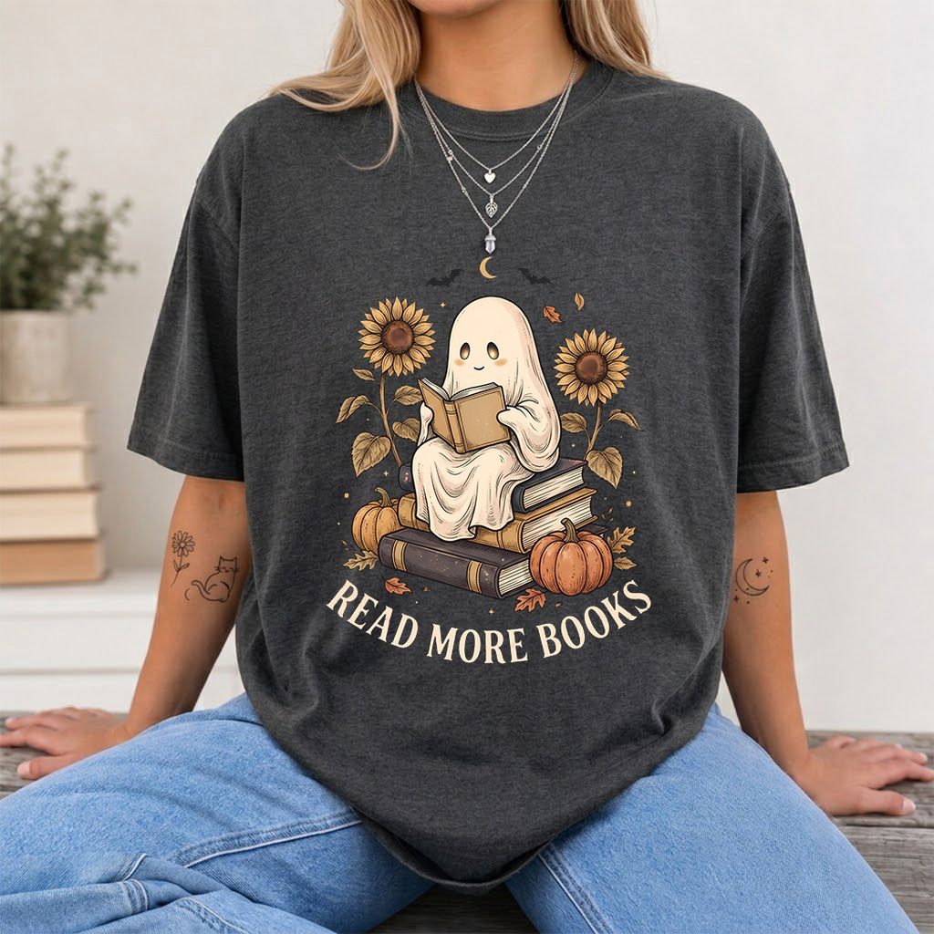 Read More Books Printed T-Shirt | Cozy Book Lover Gift Dark Heather