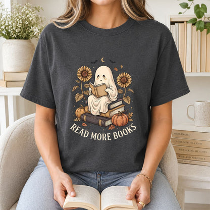 Read More Books Printed T-Shirt | Cozy Book Lover Gift Dark Heather