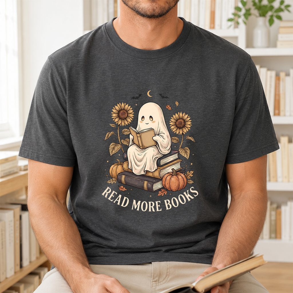 Read More Books Printed T-Shirt | Cozy Book Lover Gift Dark Heather