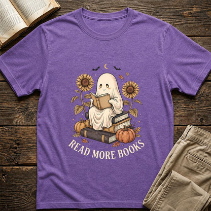 Read More Books Printed T-Shirt | Cozy Book Lover Gift Heather Purple