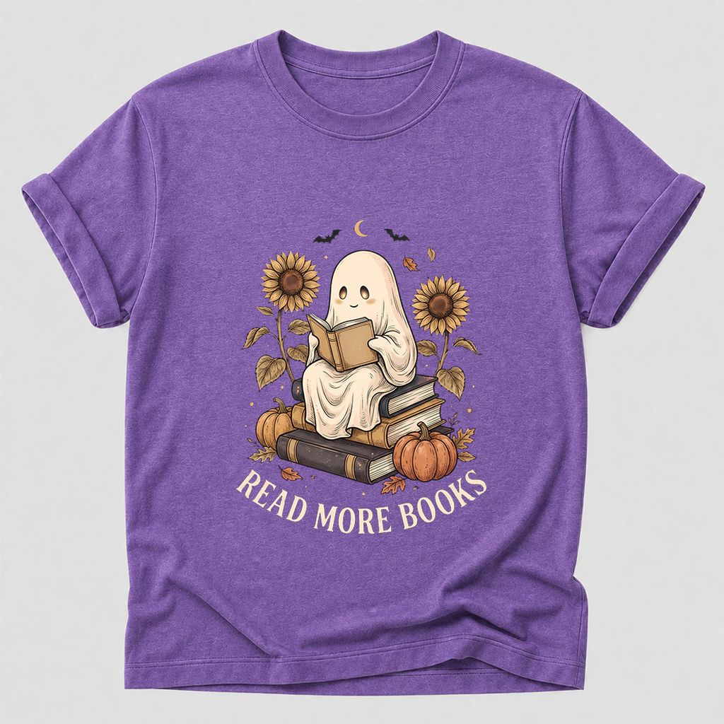 Read More Books Printed T-Shirt | Cozy Book Lover Gift Heather Purple