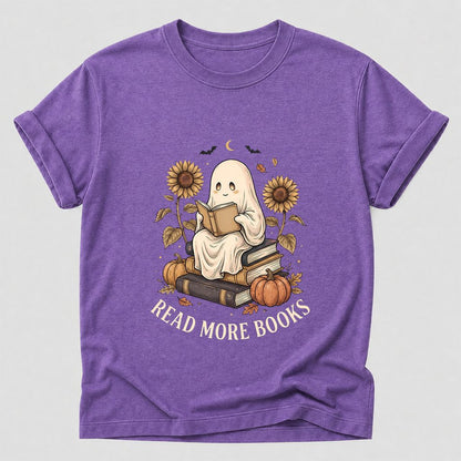 Read More Books Printed T-Shirt | Cozy Book Lover Gift Heather Purple