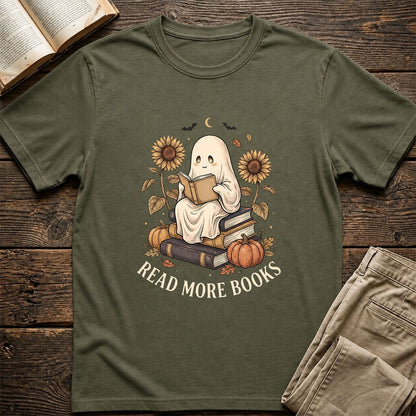 Read More Books Printed T-Shirt | Cozy Book Lover Gift Military Green
