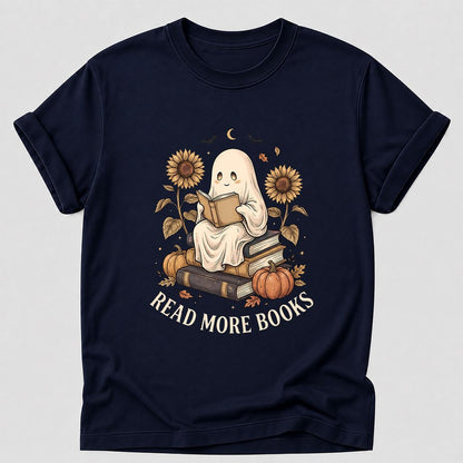 Read More Books Printed T-Shirt | Cozy Book Lover Gift Navy