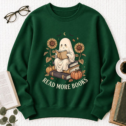 Read More Books Softstyle Sweatshirt | Halloween Book Lover Gift Forest Green