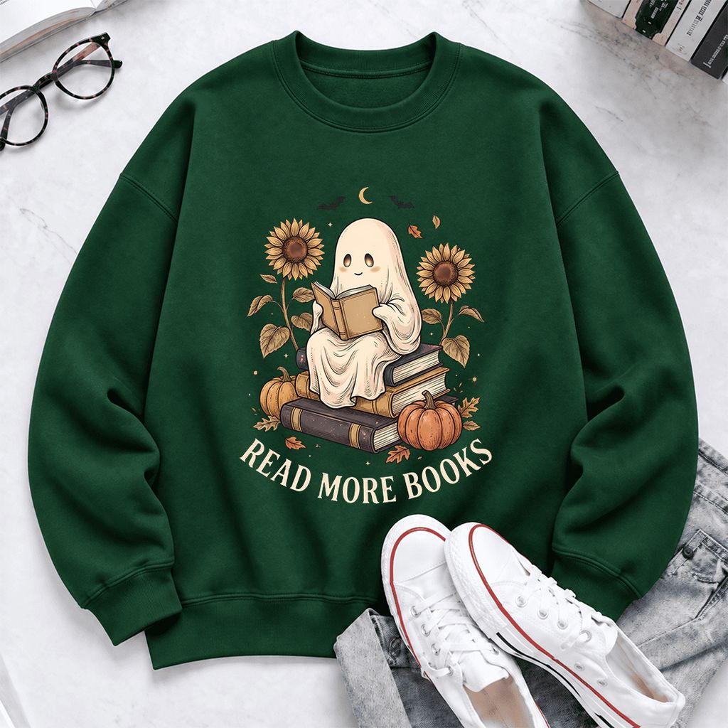 Read More Books Softstyle Sweatshirt | Halloween Book Lover Gift Forest Green