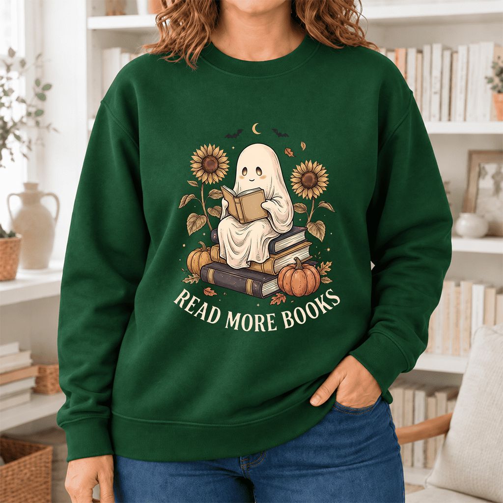 Read More Books Softstyle Sweatshirt | Halloween Book Lover Gift Forest Green
