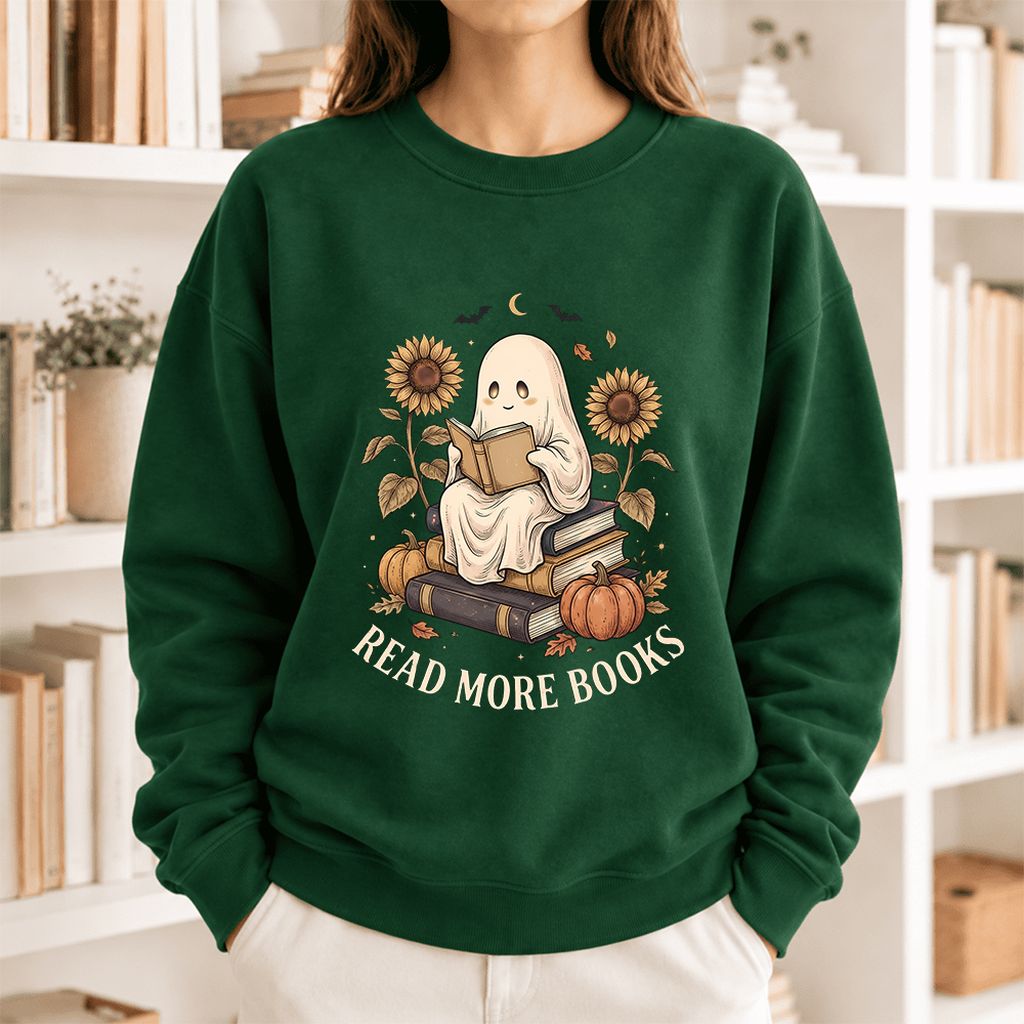 Read More Books Softstyle Sweatshirt | Halloween Book Lover Gift Forest Green