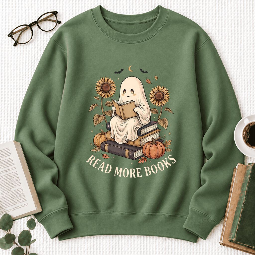 Read More Books Softstyle Sweatshirt | Halloween Book Lover Gift Military Green