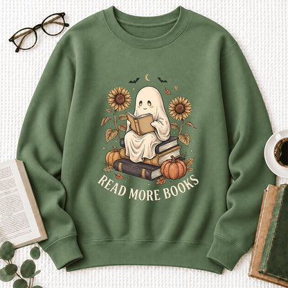 Read More Books Softstyle Sweatshirt | Halloween Book Lover Gift Military Green