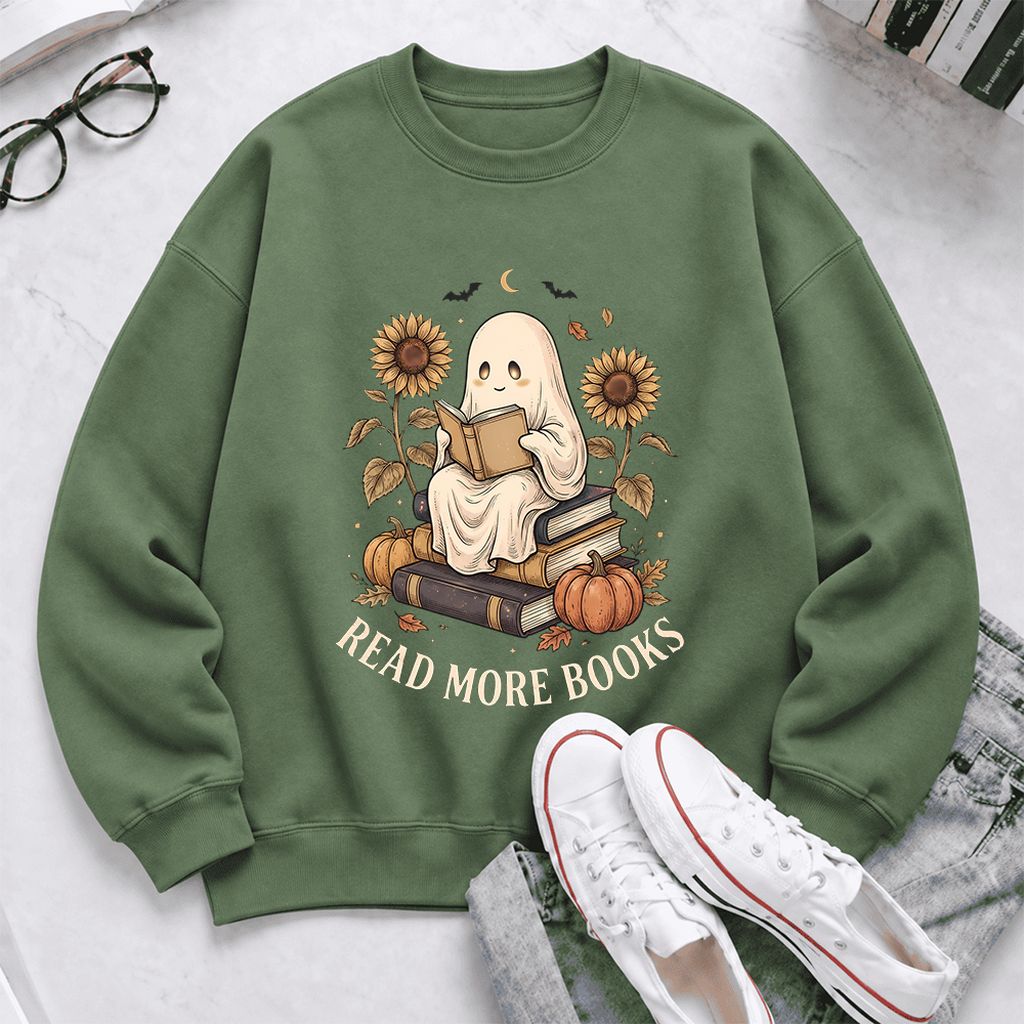 Read More Books Softstyle Sweatshirt | Halloween Book Lover Gift Military Green