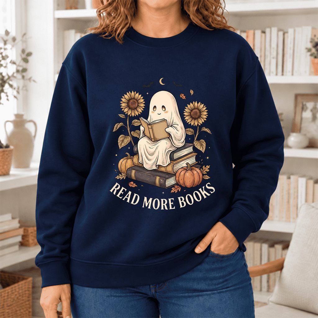 Read More Books Softstyle Sweatshirt | Halloween Book Lover Gift Navy