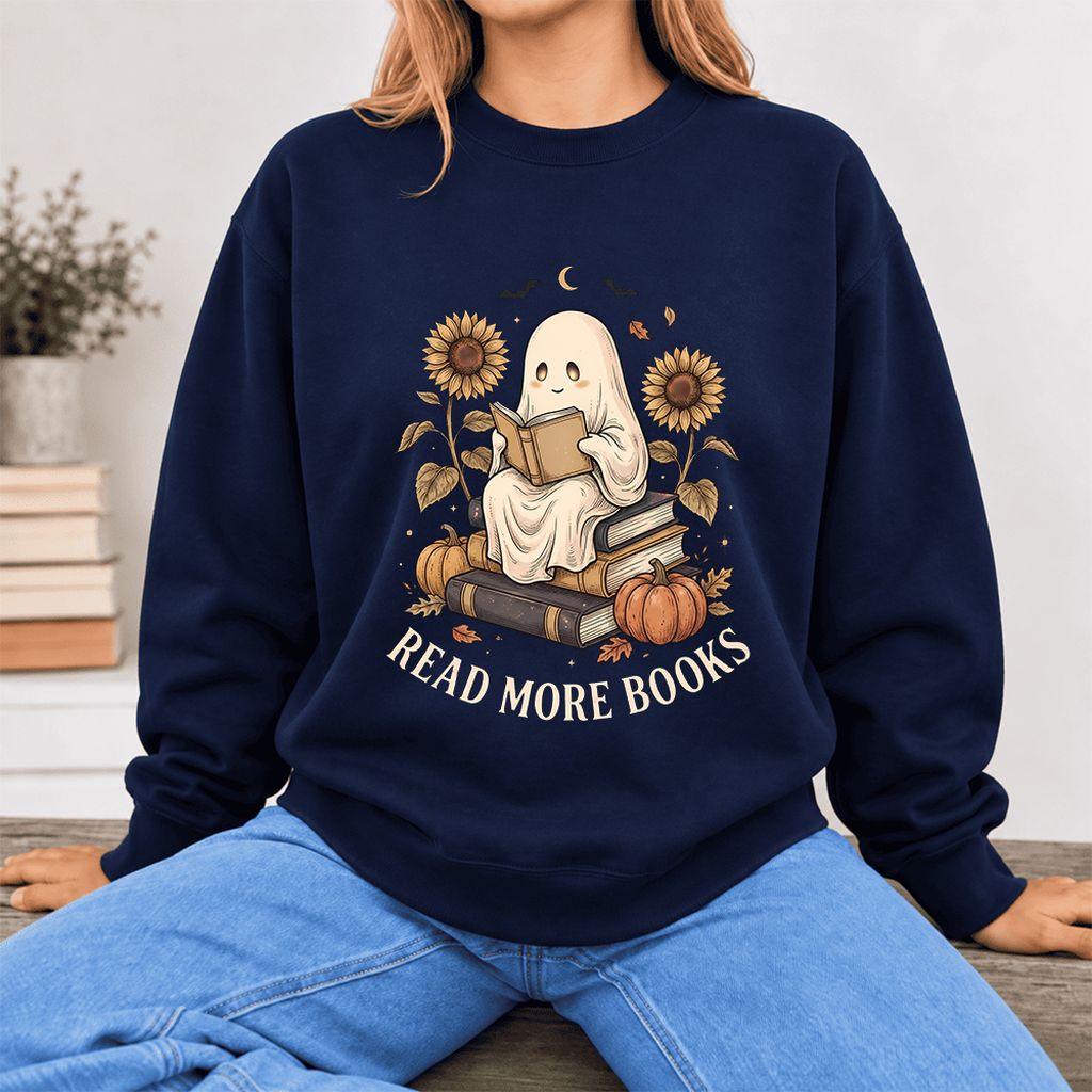 Read More Books Softstyle Sweatshirt | Halloween Book Lover Gift Navy