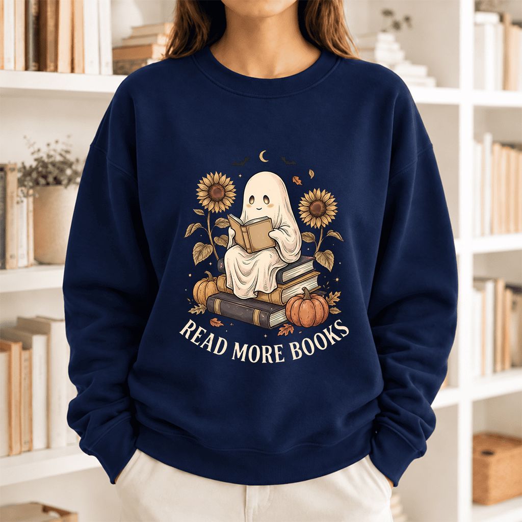 Read More Books Softstyle Sweatshirt | Halloween Book Lover Gift Navy