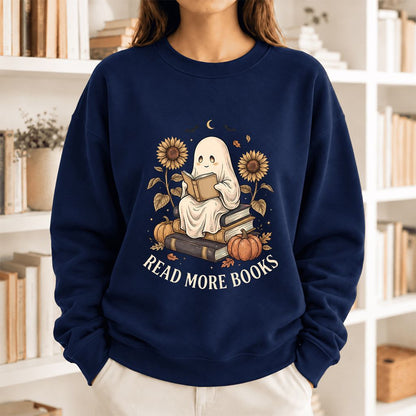 Read More Books Softstyle Sweatshirt | Halloween Book Lover Gift Navy