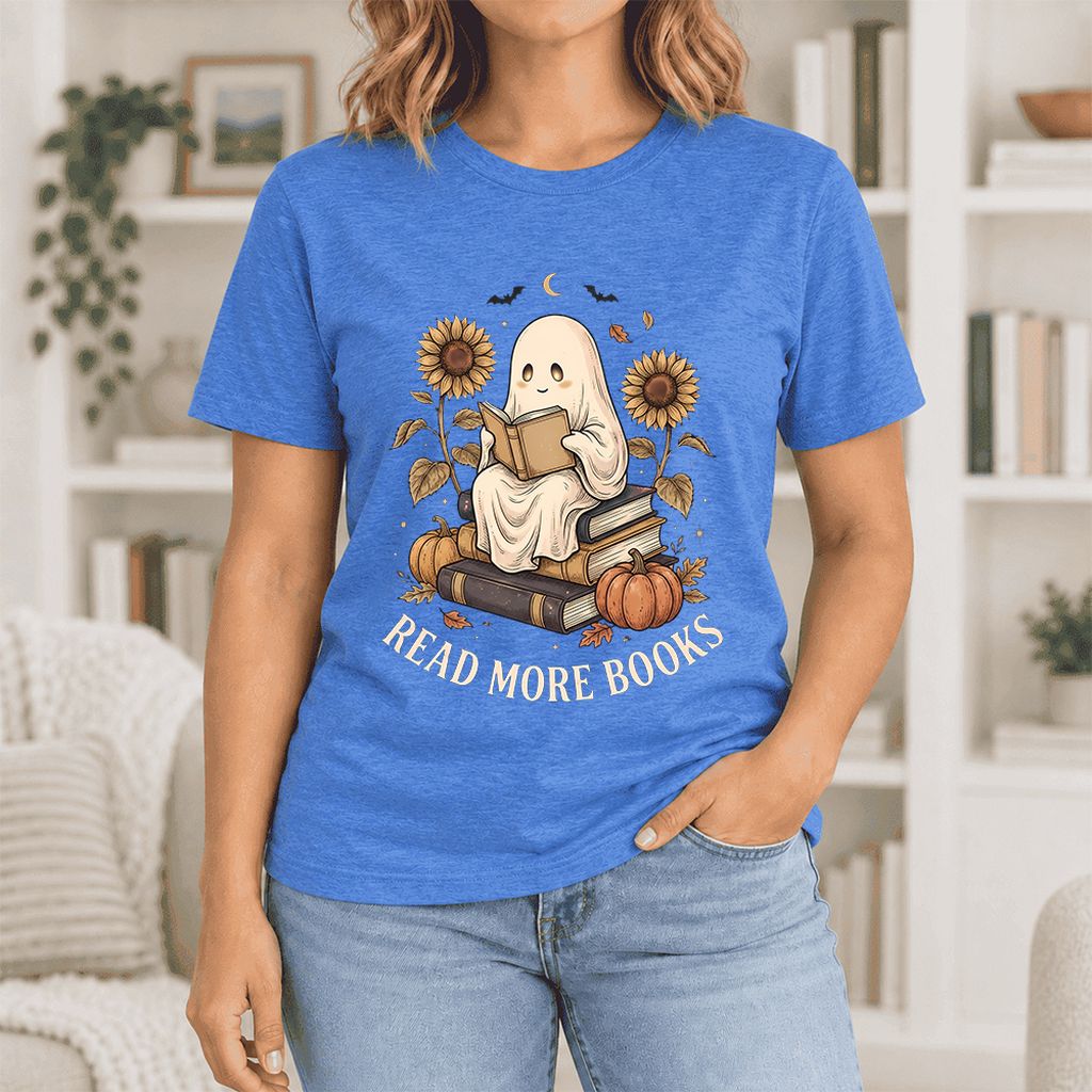 Read More Books Ultra-Soft Cotton T-Shirt | Cozy Book Lover Gift Heather True Royal