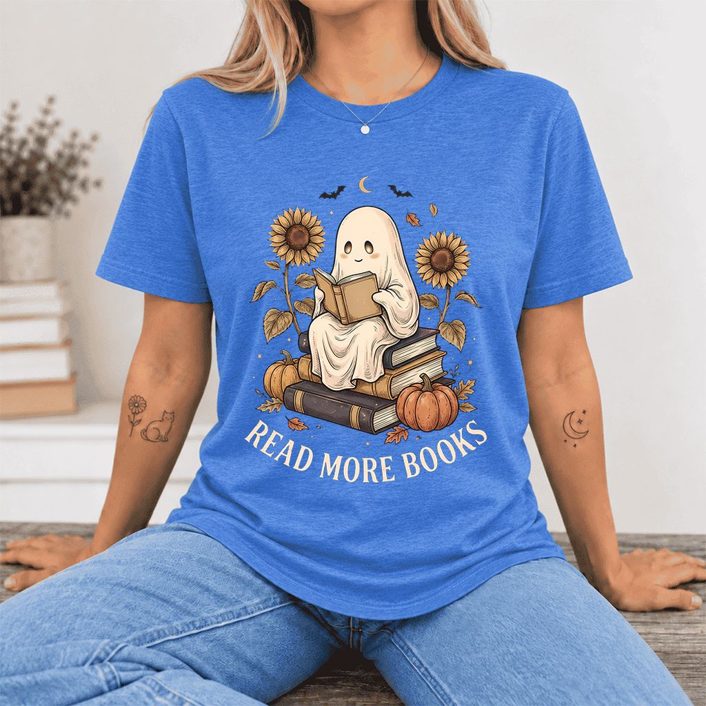 Read More Books Ultra-Soft Cotton T-Shirt | Cozy Book Lover Gift Heather True Royal