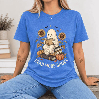Read More Books Ultra-Soft Cotton T-Shirt | Cozy Book Lover Gift Heather True Royal