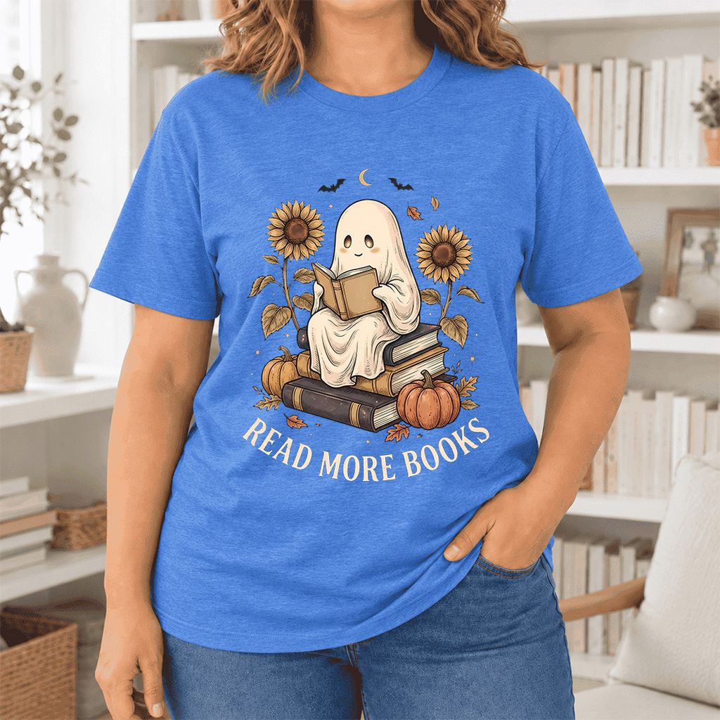Read More Books Ultra-Soft Cotton T-Shirt | Cozy Book Lover Gift Heather True Royal
