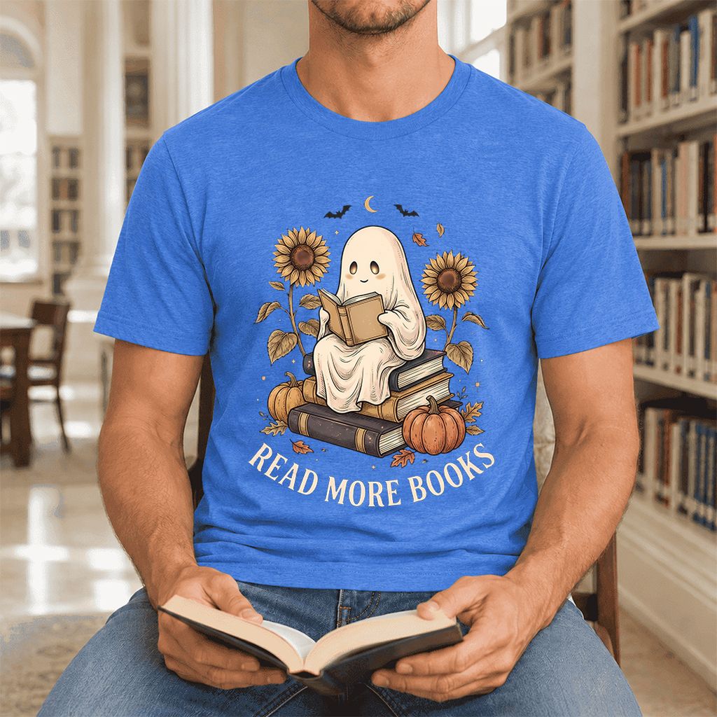 Read More Books Ultra-Soft Cotton T-Shirt | Cozy Book Lover Gift Heather True Royal