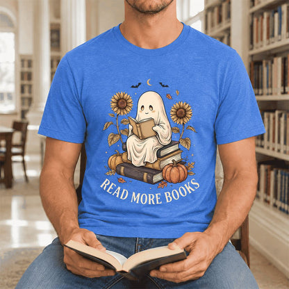 Read More Books Ultra-Soft Cotton T-Shirt | Cozy Book Lover Gift Heather True Royal
