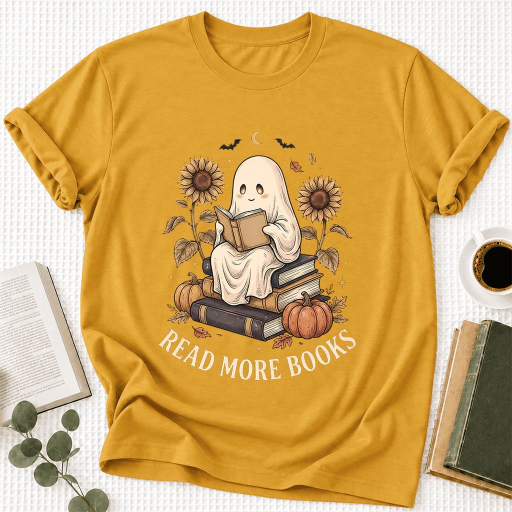 Read More Books Ultra-Soft Cotton T-Shirt | Cozy Book Lover Gift Mustard