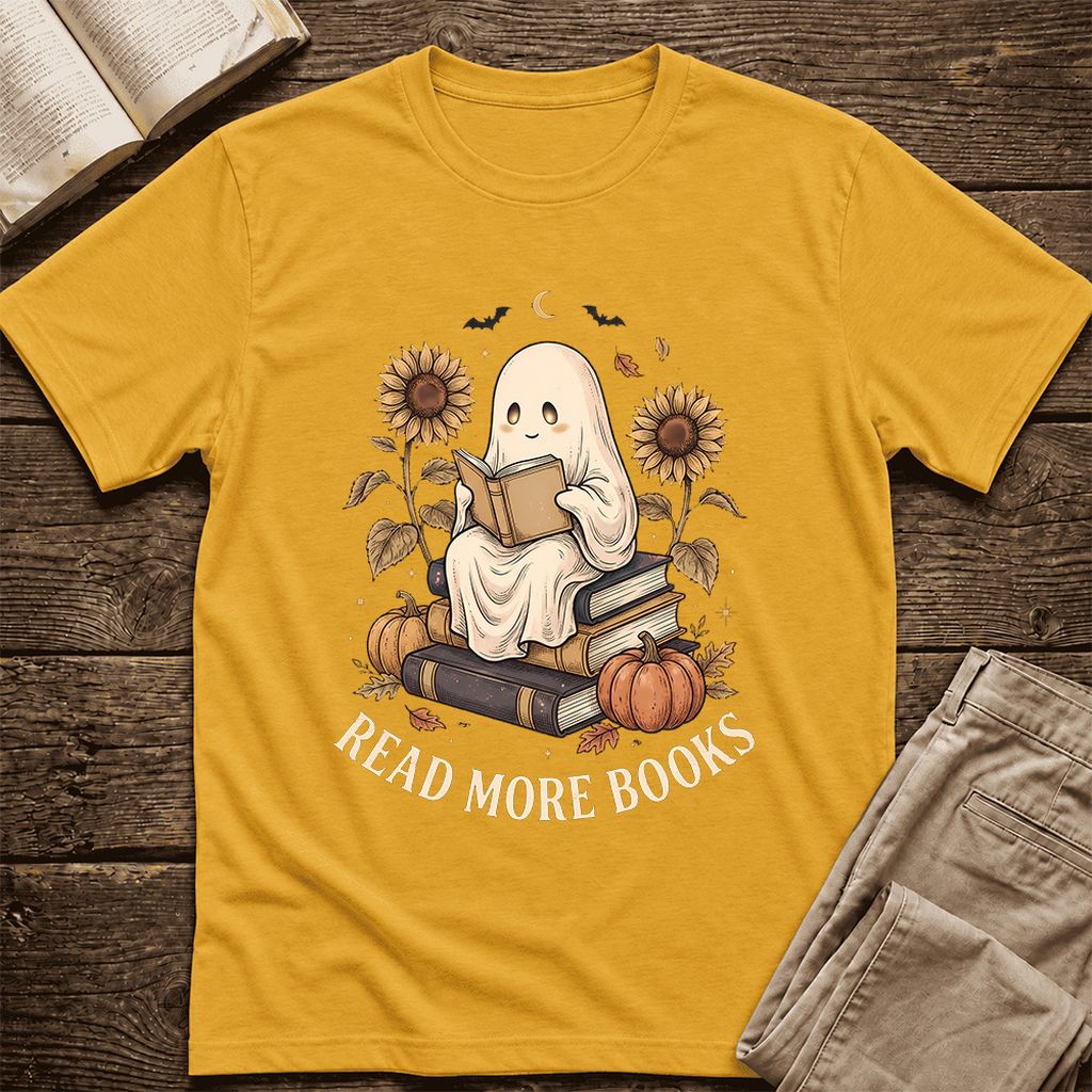 Read More Books Ultra-Soft Cotton T-Shirt | Cozy Book Lover Gift Mustard