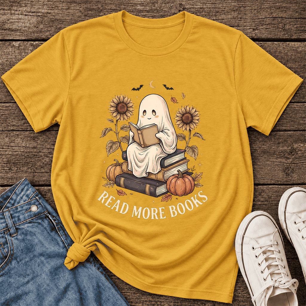 Read More Books Ultra-Soft Cotton T-Shirt | Cozy Book Lover Gift Mustard