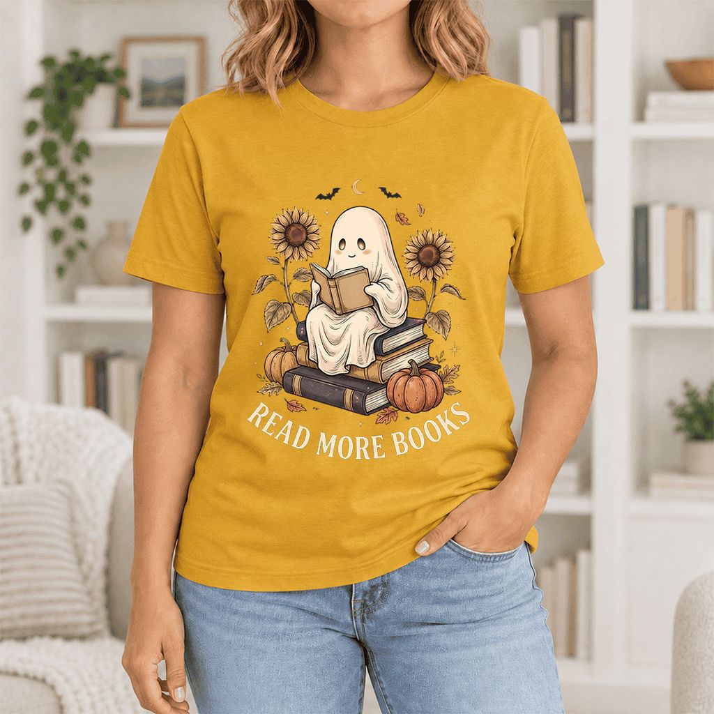 Read More Books Ultra-Soft Cotton T-Shirt | Cozy Book Lover Gift Mustard