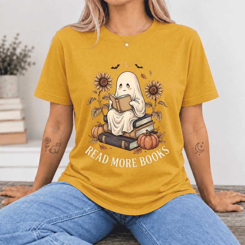 Read More Books Ultra-Soft Cotton T-Shirt | Cozy Book Lover Gift Mustard