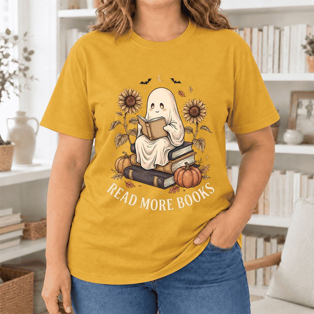 Read More Books Ultra-Soft Cotton T-Shirt | Cozy Book Lover Gift Mustard