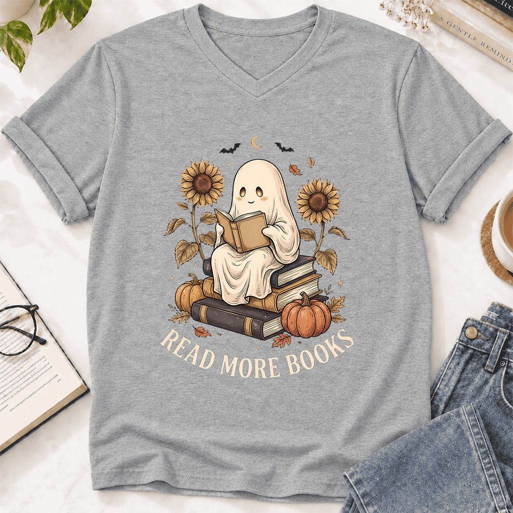 Read More Books Ultra-Soft V-Neck | Cozy Book Lover Gift Athletic Heather