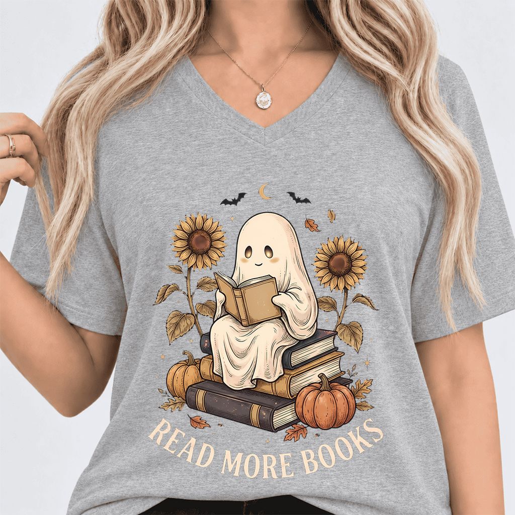 Read More Books Ultra-Soft V-Neck | Cozy Book Lover Gift Athletic Heather