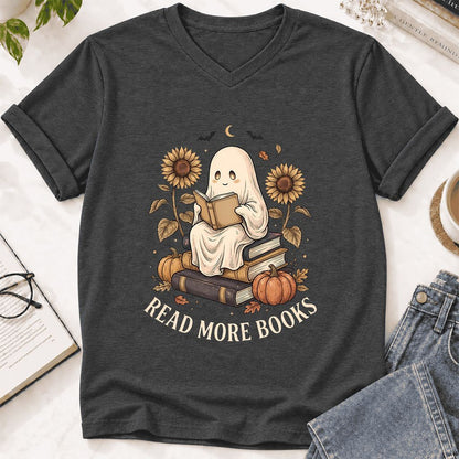 Read More Books Ultra-Soft V-Neck | Cozy Book Lover Gift Dark Grey Heather
