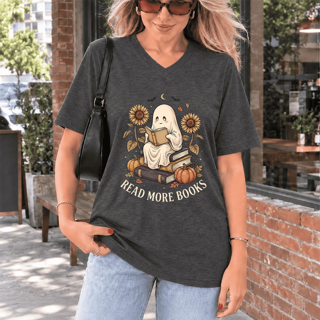 Read More Books Ultra-Soft V-Neck | Cozy Book Lover Gift Dark Grey Heather