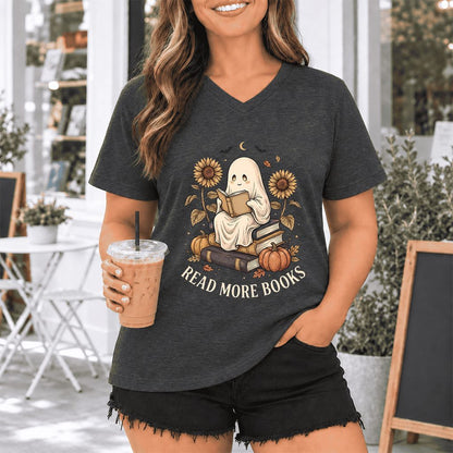 Read More Books Ultra-Soft V-Neck | Cozy Book Lover Gift Dark Grey Heather