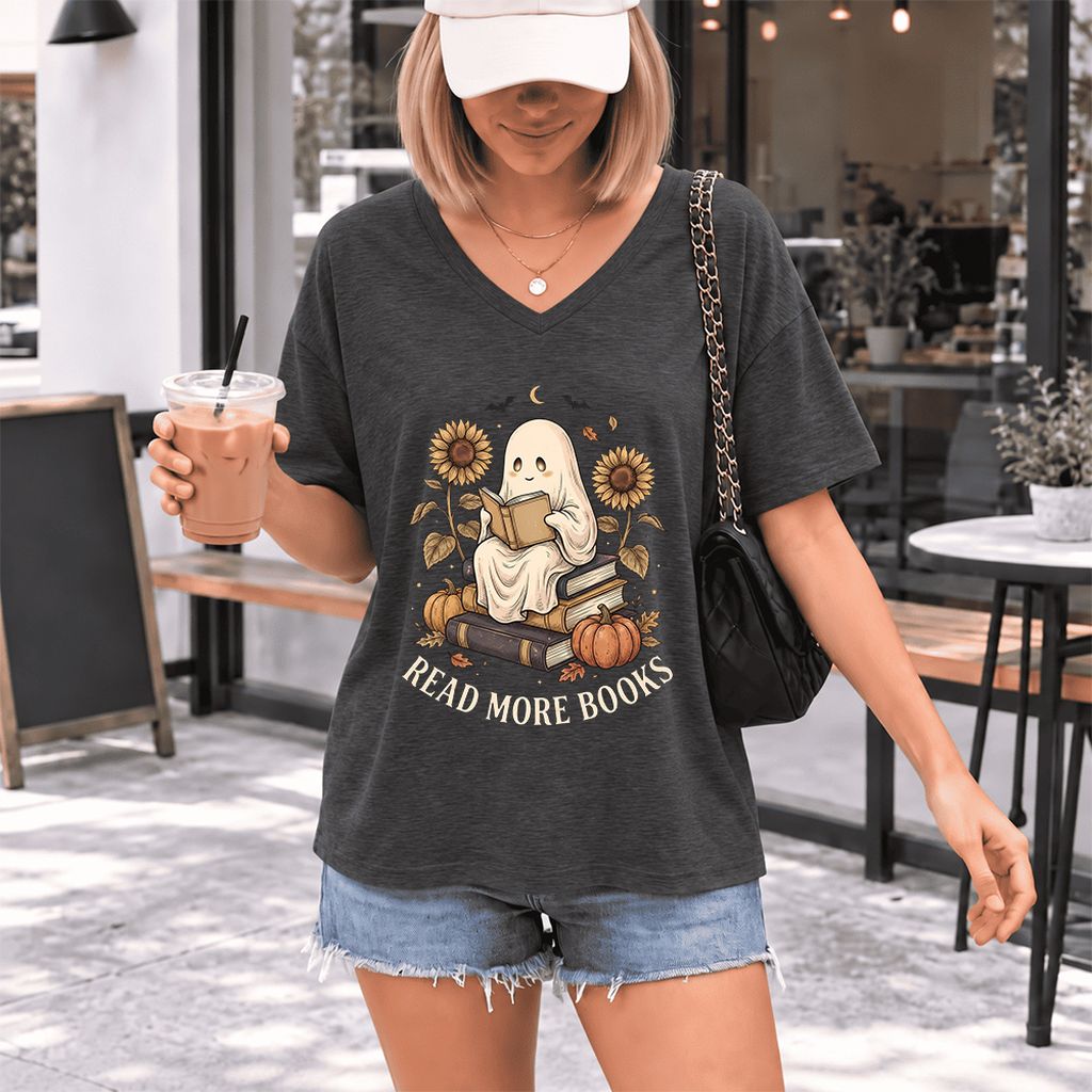Read More Books Ultra-Soft V-Neck | Cozy Book Lover Gift Dark Grey Heather