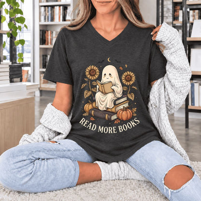 Read More Books Ultra-Soft V-Neck | Cozy Book Lover Gift Dark Grey Heather