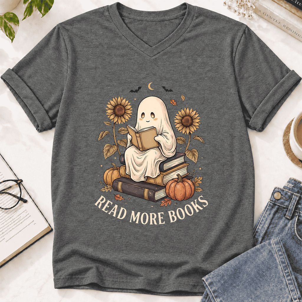 Read More Books Ultra-Soft V-Neck | Cozy Book Lover Gift Deep Heather