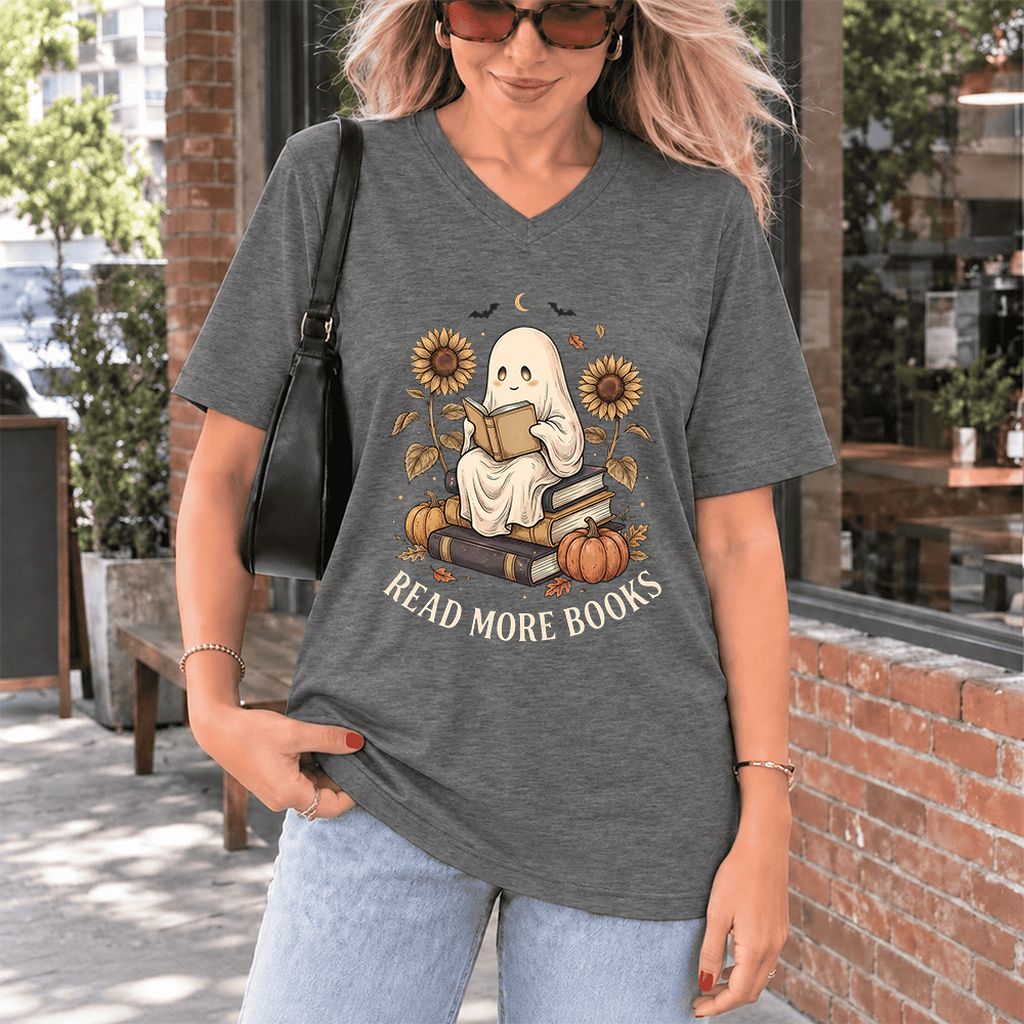 Read More Books Ultra-Soft V-Neck | Cozy Book Lover Gift Deep Heather