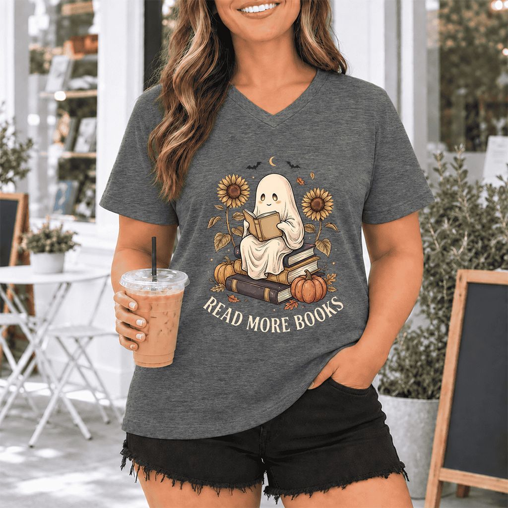 Read More Books Ultra-Soft V-Neck | Cozy Book Lover Gift Deep Heather
