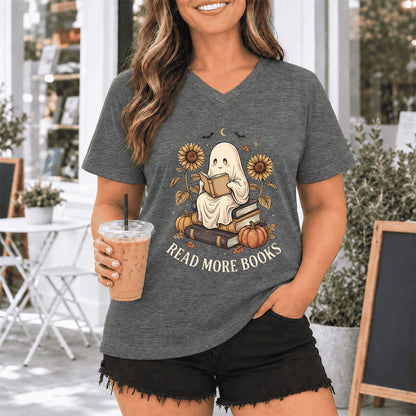 Read More Books Ultra-Soft V-Neck | Cozy Book Lover Gift Deep Heather