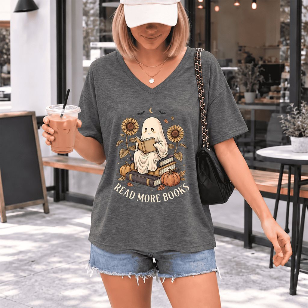 Read More Books Ultra-Soft V-Neck | Cozy Book Lover Gift Deep Heather